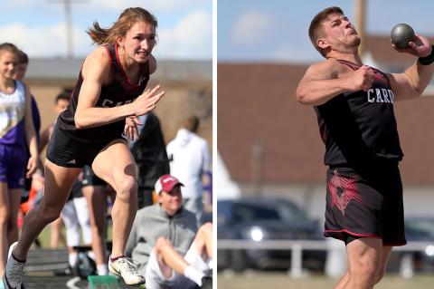 Plainville juniors Aubree Dewey and Jared Casey headline the Plainville track and field team and the duo will go down as two of the top athletes in Plainville High School history. (Photos by Everett Royer, KSportsImages.com)