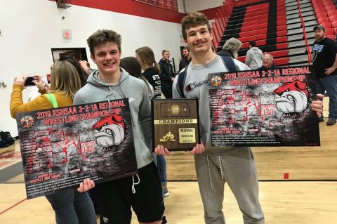 Riley County seniors Luke Richard (left) and Mikey Waggoner enter the state tournament a combined 70-0. (Courtesy Photo)