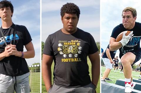 (L-R): Salina Central quarterback Parker Kavanagh, Salina South defensive lineman Kayson Dietz and Concordia running back/linebacker Keyan Miller are just a few of the Sharp Performance Football Academy athletes who have enjoyed standout performances on the gridiron this season.