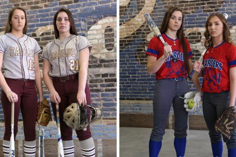 From left-to-right: Silver Lake juniors Lexi Cobb and Daryn Lamprecht and Wabaunsee juniors Autymn Schreiner and Alexis Hafenstine were each chosen for All-State recognition by a committee of Kansas high school softball coaches (Photos by Everett Royer, KSportsImages.com)