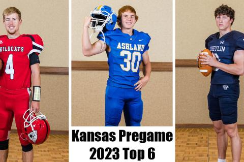 (L-R): Cunningham's Luke McGuire, Ashland's Kale Harris and Cheylin's Logan McCarty are among the 2023 Top 6 seniors as voted on by 6-Man football coaches. (Photos: Heather Kindall Photography)