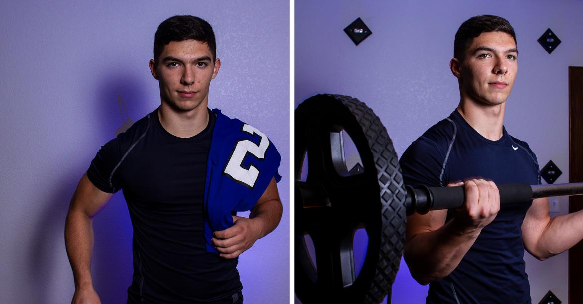 Holton defensive end Richard Aguirre, part of our "Weighting Game" feature, will play at McPherson College. (Photos by Joey Bahr)