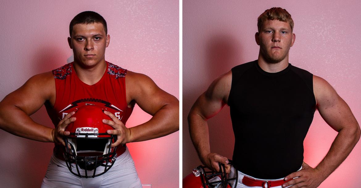 Conway Springs strongmen Chase Ast (left) and Daniel Becker, who were part of our "Weighting Game" feature, will play Division II football. Ast at Washburn and Becker at Emporia State. (Photos by Joey Bahr)