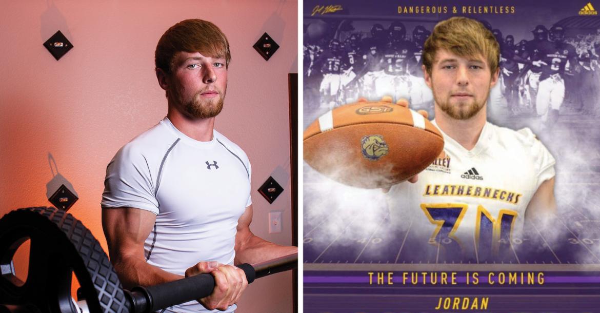 Two-time "Weighting Game" feature subject Jordan Schippers, an all-around athlete from Colby, will play at Western Illinois. (Photo by Joey Bahr, edit courtesy Jordan Schippers)
