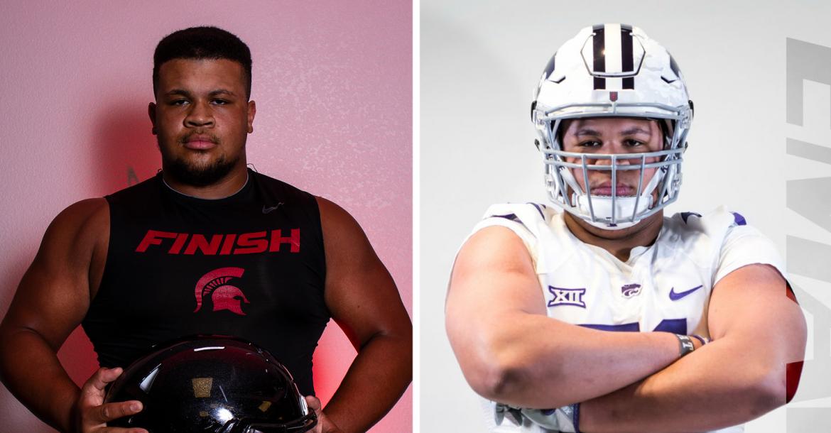 Emporia lineman Myles Livingston, who was part of our "Weighting Game" feature, will accept a Preferred Walk-On offer from K-State. (Left photo by Joey Bahr, right photo courtesy Myles Livingston)