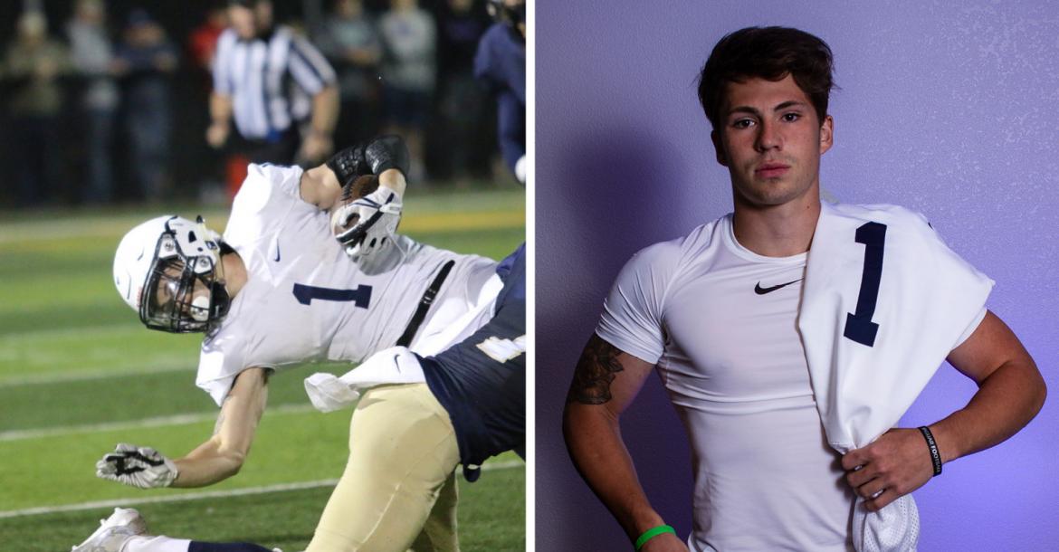 Mill Valley running back Cameron Young, part of our weight room feature, will play at Baker University. (Left photo by Susan Goodwyn, right photo by Joey Bahr)